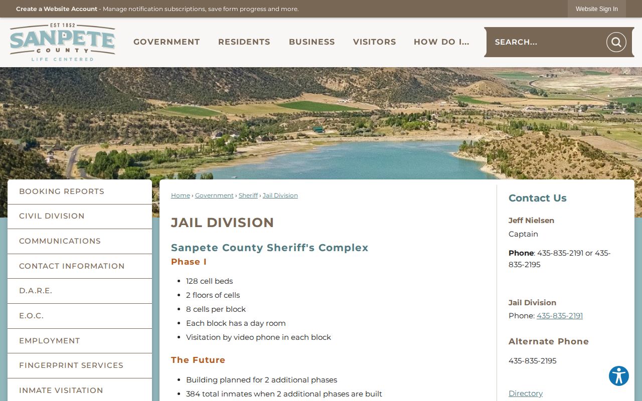 Sanpete County Jail release records and facility information